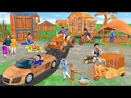 Underground Wooden City Wooden House Cars Tractor Bike Vehicles Hindi Kahaniya Hindi Moral Stories