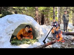 Camping overnight in a Winter Survival Dugout Shelter