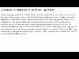 Ch. 11 Language Development in the School-Age Child