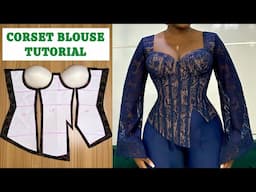 CORSET WITH BRA CUPS (cutting and sewing) / Easy tutorial for beginners