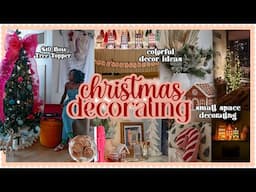 DECORATING FOR CHRISTMAS🎄Adding Colorful & Nostalgia DIY Holiday Touches! Small Apartment Makeover!