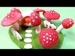 Clay Diorama: Mushroom Forest | Whimsical Air-Dry Clay Creation | Fun DIY Project for Kids #5