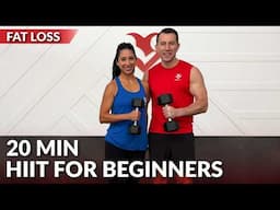 20 Min Beginner HIIT Workout for Fat Loss at Home - No Jumping with Dumbbell Weights for Women & Men