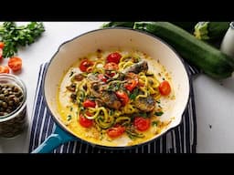 Keto Sardine Zoodles with Tomato & Capers