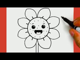 HOW TO DRAW A CUTE SUNFLOWER EASY, STEP BY STEP, DRAW Cute things