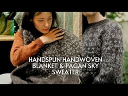 Handspun, Handwoven blanket & knitting the Pagan Sky Sweater | Heather and Hops Knitting Podcast