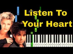 Listen To Your Heart Roxette EASY Piano Tutorial