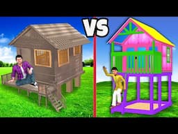 Playhouse Vs Clay House Survival Challenge Mud House Hindi Kahaniya Moral Stories Hindi Stories