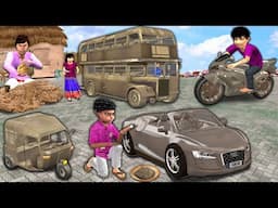 Mini Clay Vehicle Toys Making Bus Motorbike Car JCB Hindi Kahaniya Hindi Moral Stories Hindi Stories