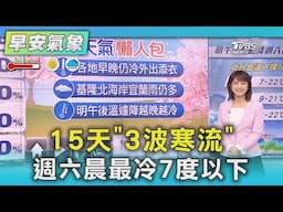 15天「3波寒流」　週六晨最冷7度以下｜氣象主播 曹佼人｜早安氣象｜TVBS新聞 20250206 @TVBSNEWS01