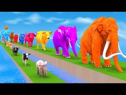 Paint Animals Duck,Tiger,Cow,Lion,Beer,Gorilla,Elephant,Dinosaur Fountain Crossing Animal Game KI