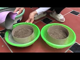 Create a super simple flower pot from plastic basket and cement