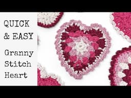 Granny Stitch Crochet Heart Pattern Tutorial, Valentine’s Day Decor, Garland, Coasters & Appliqués