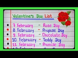 Valentine's Day Dates 2025 || Valentine Week List Dates celebrate || kal konsa day hai 2025 l