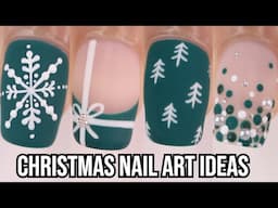 easy Christmas nail art designs! green Christmas holiday nail art compilation 2024 using gel polish