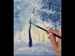 HOW TO PAINT A FANTASY WATERCOLOR LANDSCAPE - #shorts