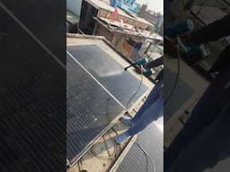 Clean Solar Panel with Pressure Gun #shorts #solar #cleaning