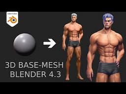 Blender 4.3 - Create a 3D Male Body Base-mesh - Sculpting - Retopology - Texturing - Rigging