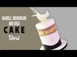 MARBLE, WOODGRAIN AND GOLD CAKE WITH ISOMALT SAIL TUTORIAL - TEXTURED CAKE!