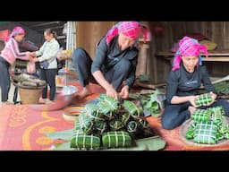 Mom wrapped a lot of banh chung to sell and the rest to celebrate Tet with her daughter.