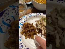 Stuffing waffles made from thanksgiving leftovers. #holidaywithyoutube #thanksgivingleftovers