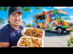 Eating at Random Food Trucks In My City For 24 Hours...