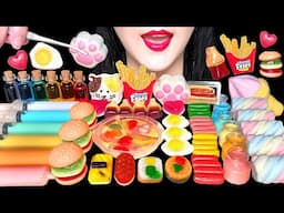 ASMR GUMMY JELLY PARTY, HAMBURGER JELLY, PIZZA JELLY, FRIED EGGS GUMMY EATING SOUNDS 햄버거 젤리, 피자젤리 먹방