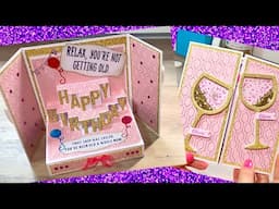 Pop Up Stage Shaker Happy Birthday Card Unique Box 34 Crafters Companion