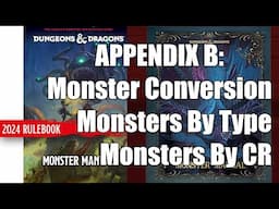 2025 Monster Manual Appendix B: Conversion Table, Monsters By CR, Monsters By Type | Nerd Immersion