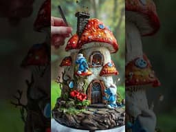 How to make Miniature Smurf house #shorts #adorable #miniature #house #animation #mushroom