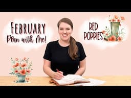 February 2025 Monthly A5 Plans by Just Scribble Plan with Me - Red Poppies || Mandy Lynn Plans