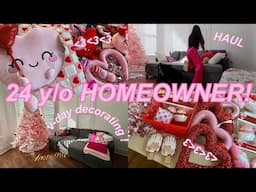 GIRLY VLOG: ♡ Valentine's Day Decorating My First Home