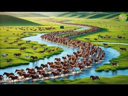 The Amazing World's Largest Nomadic Horse Farming | Horse Farming Documentary| Organic Horse Farming