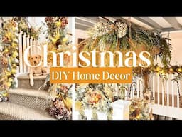 Christmas STAIRCASE Decorating Ideas ~ Thrifted & Natural Decor