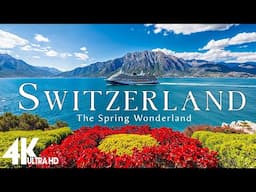 FLYING OVER SWITZERLAND | Stunning Spring Scenery & Soothing Relaxing Music for Stress Relief