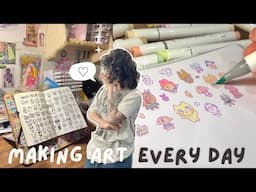 making art every day for a week ✰ gouache painting, digital art, & acrylic marker drawings