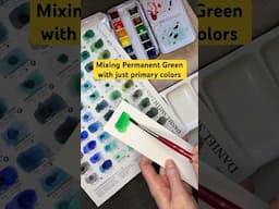 Mixing Daniel Smith Permanent Green from just primary colors #watercolor #colormixing