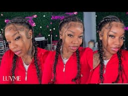 HOW TO : 2 BRAIDS WITH BOHO CURLS ON FULL HD INVISI DRAWSTRING CAP LACE WIG FT. LUVME HAIR 😍