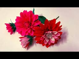 How to make Dahlia Flower from Crepe Paper || Paper Craft || Home Decor