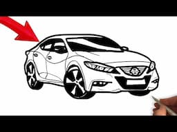 How to Draw a Nissan Maxima step by step easy - How to draw a car - Super car drawing