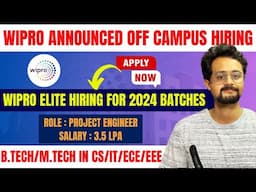 Wipro Elite Off Campus Hiring for 2024 Batch🥳🥳🥳 | Wipro Hiring | 2024 Batch | Freshers jobs | flm