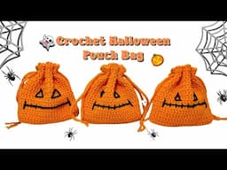 Easy Crochet Halloween Pouch Bag Tutorial | Crochet Halloween Gift idea