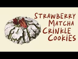 Strawberry Matcha Crinkle Cookies recipe - christmas colored soft cookies