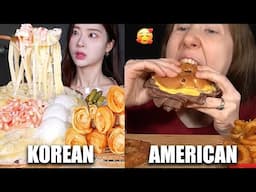 KOREAN VS AMERICAN MUKBANGERS! 😍 (compilation)