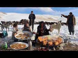 Surviving in the Highest Mountain of Afghanistan -63°C | Shepherd Mother Cooking Cow Ribs Recipe