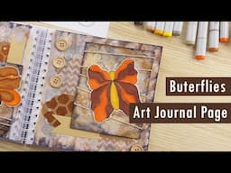 Butterfly Mixed Media Art Journal Page - Silent Journal With Me