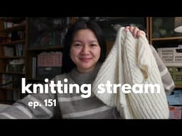 finishing the body of my brioche card?? weaving in ends // knitting stream #151