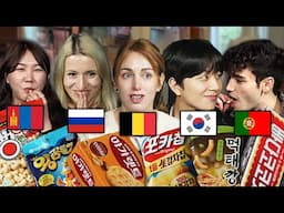 People from 5 country Try Korean Snacks For The First Time! (Belgium, Mongolia, Russia, Portual)