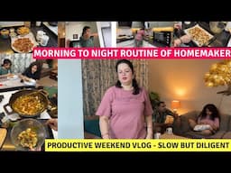 Homemakers Diligent Morning to Night Weekend Routine | AlooChat/MushroomCurry/MasalaKaju/Snacks