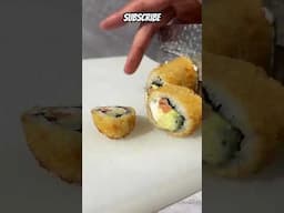 Tempura sushi rolls with salmon and avocado #satysfying #cuttingskills #asmrvideo #viralvideo #sushi